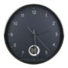 Comb Glass Wall Clock With Dark Grey And Silver Metal Frame